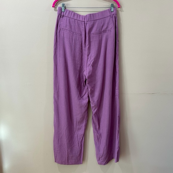 Abercrombie & Fitch Purple Sloane Tailored Linen Blend Pant Wide Leg 30/10R New - Picture 3 of 10